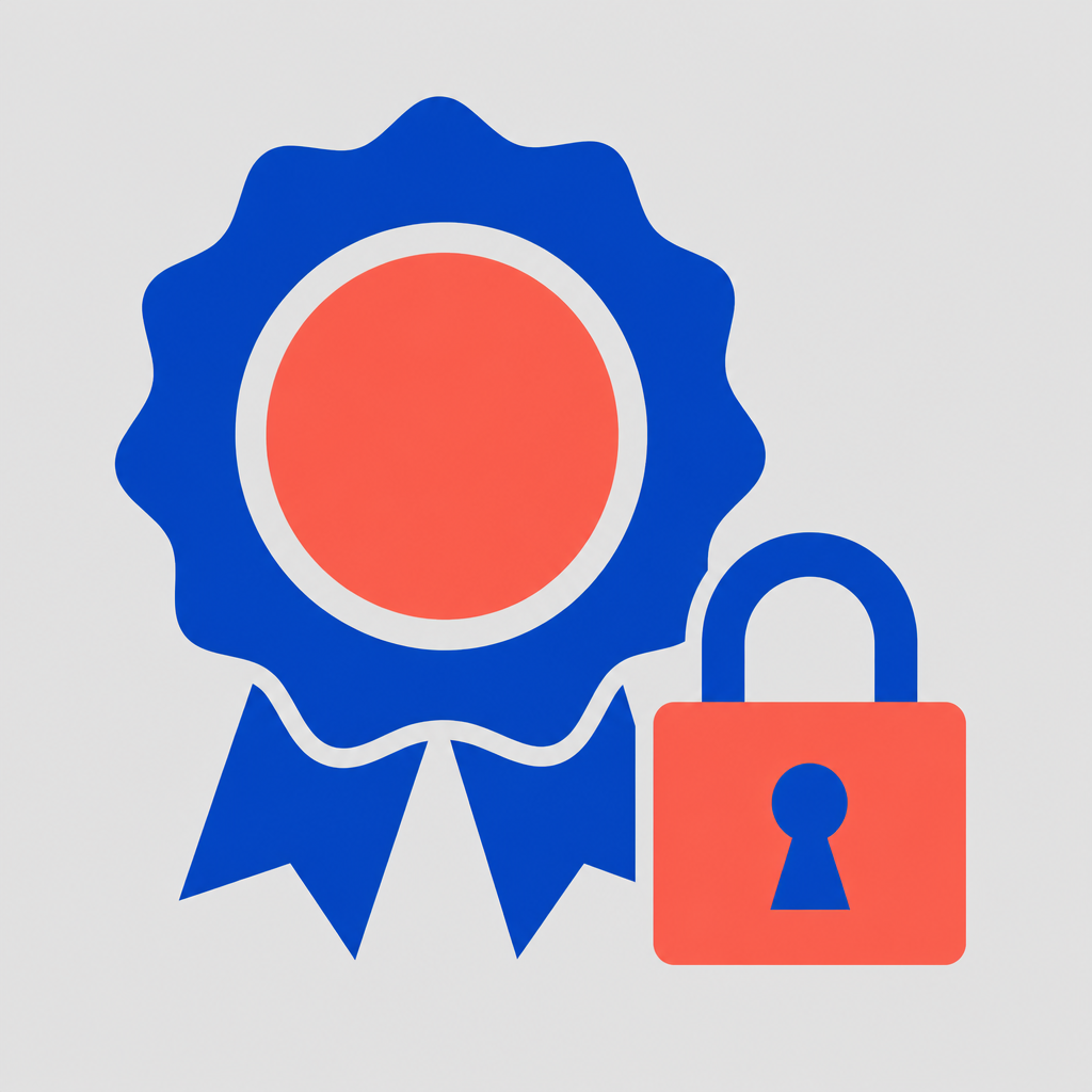 Cut-out illustration of a certification stamp
