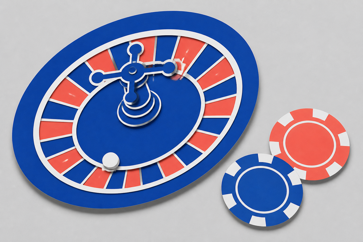 Cut-out illustration of a roulette wheel and casino chips